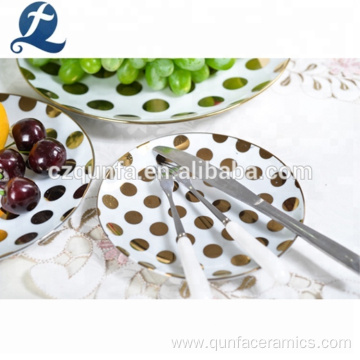 Dinnerware Round Shape Table Dishes With Polka Dot